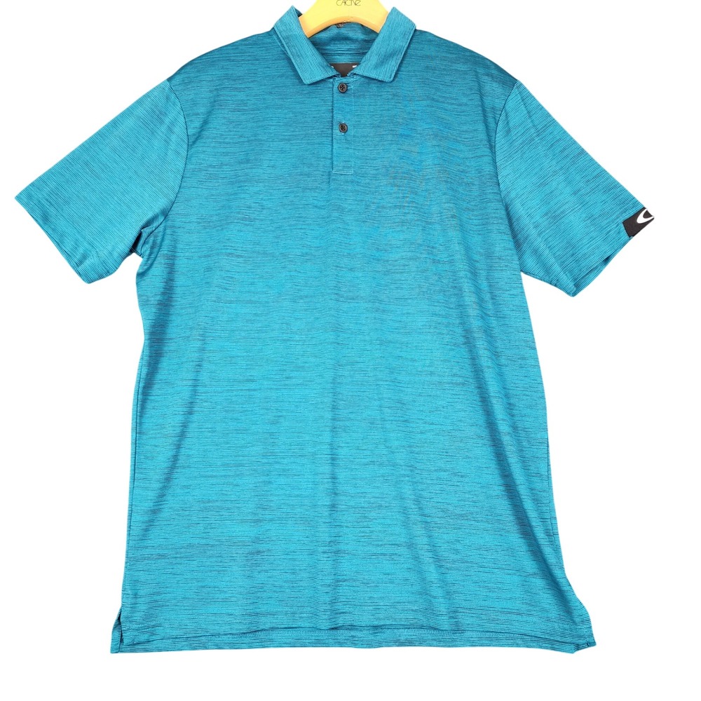 Oakley Hydrolix Mens Large Teal Blue Space Dye Performance Polo Shirt Reg Fit